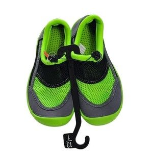 Wonder Nation New Boys Adjustable Water Shoes Black Green Size 13 - 1